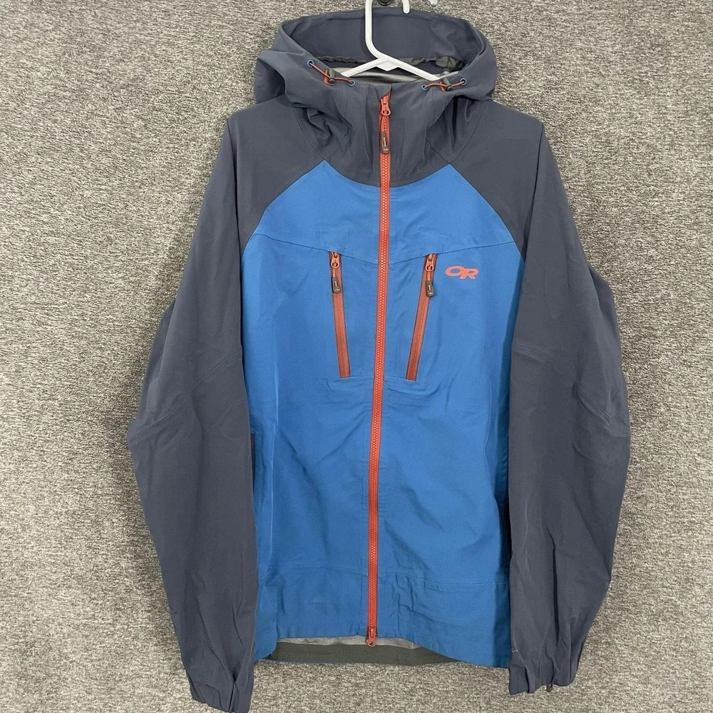 Outdoor Research Skyward II Jacket Mens Large Blue AscentShell Hooded Ski Shell